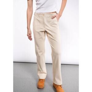 Wildfang The Essential Denim Utility Pant Natural Off White Cotton Workwear Sz L